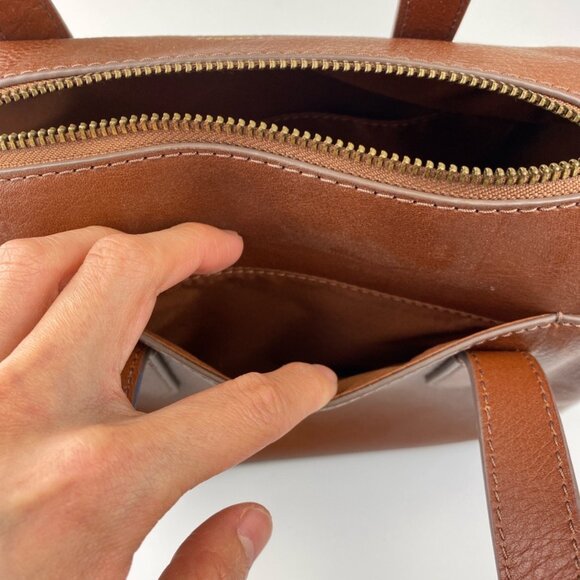 Fossil SHB1978210KH Sydney Satchel Leather Bag, Medium Brown, Lacked of Strap - Picture 3 of 9